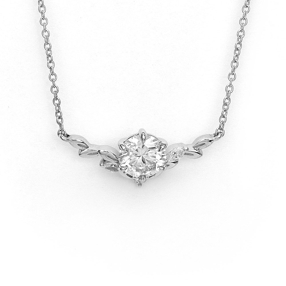 Ready Made | The Chloe Collection Fixed Pendant with 1 Carat Moissanite and Lab Grown Diamonds in 18K Gold - LeCaine Gems