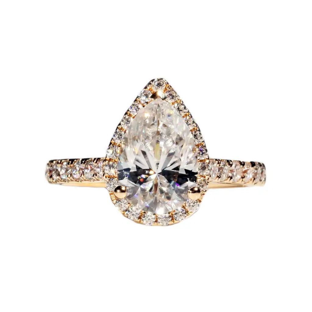 2.5 Carat Maisyn Pear Moissanite RIng in 18K gold - LeCaine Gems