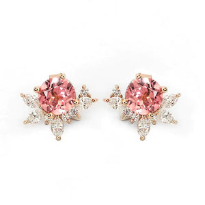 Ready Made | 2.7ctw Delilah Pink Lab Grown Sapphire Stud Earrings with Lab Grown Diamonds Jackets - LeCaine Gems