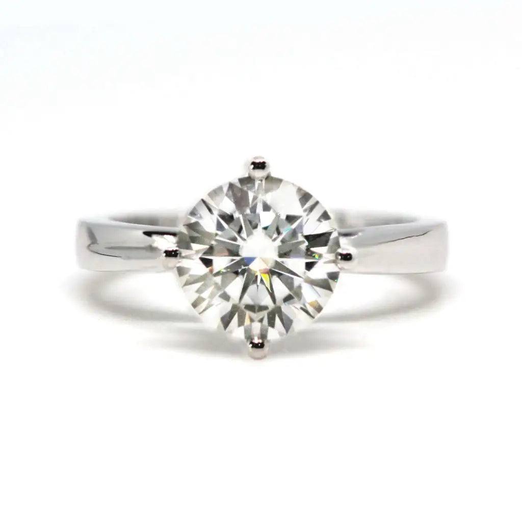 2 Carat Kay Round Moissanite RIng in 18K gold - LeCaine Gems