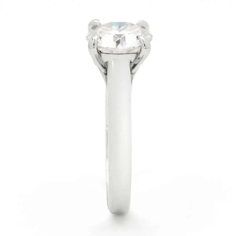 2 Carat Monique Round Moissanite Solitaire Ring in Platinum - LeCaine Gems