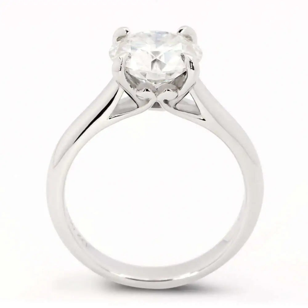 2 Carat Monique Round Moissanite Solitaire Ring in Platinum - LeCaine Gems