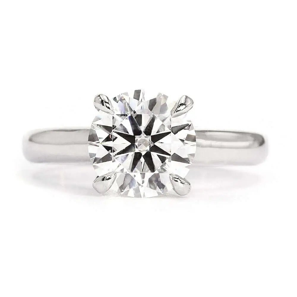 2 Carat Monique Round Moissanite Solitaire Ring in Platinum - LeCaine Gems