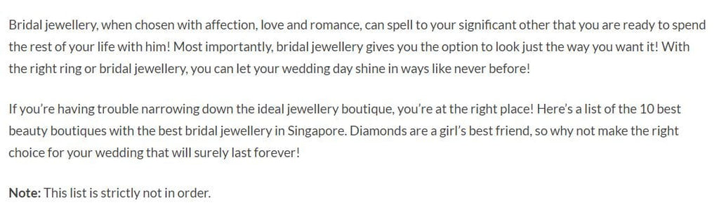 10 Best Bridal Jewellery Boutiques to Shop at in SG