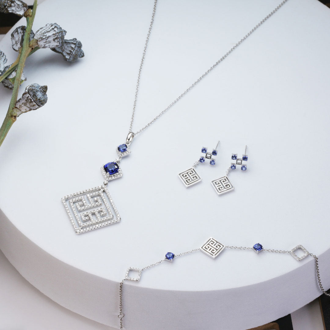 Blue Sapphire Jewelry Set Si Dian Jin | LeCaine Gems