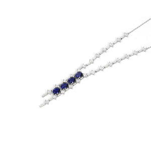 Royal Blue Sapphire Halo Necklace RN-04 | Jewelry Rental - LeCaine Gems