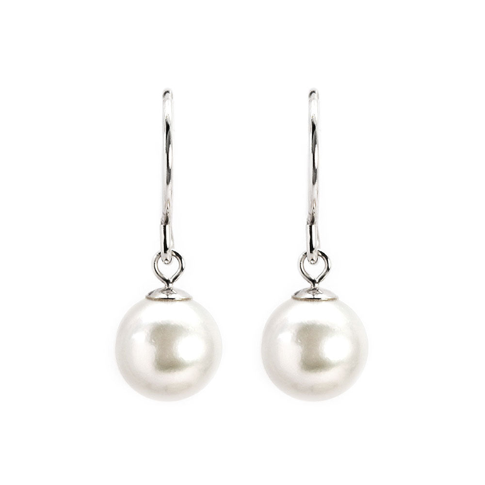 White Akoya Pearl Hook Earrings, 6.5 x 7mm | LeCaine Gems