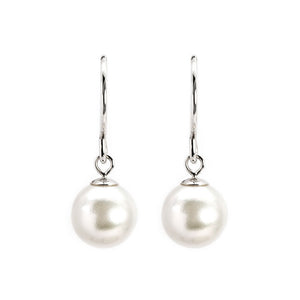 White Akoya Pearl Hook Earrings, 6.5 x 7mm | LeCaine Gems