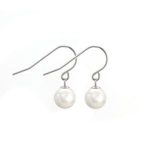 White Akoya Pearl Hook Earrings, 6.5 x 7mm | LeCaine Gems