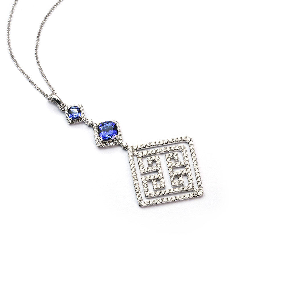Lattice Blue Sapphire Necklace Si Dian Jin | LeCaine Gems