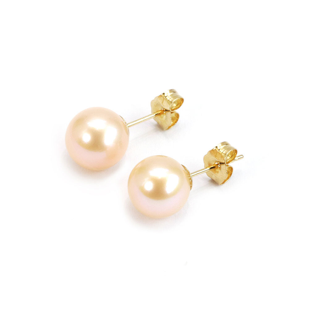 Rose Freshwater Pearl Stud Earrings, 8.5 x 9mm | LeCaine Gems