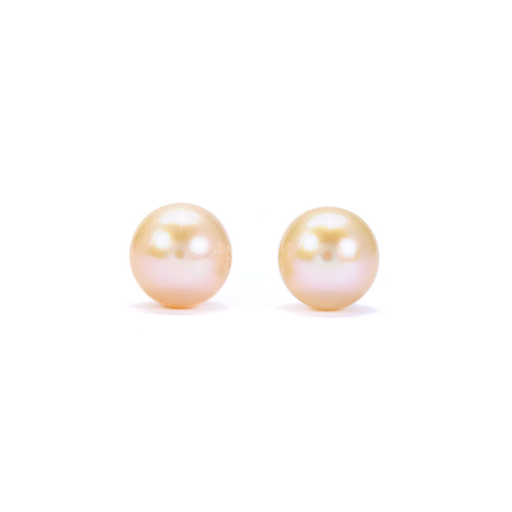 Rose Freshwater Pearl Stud Earrings, 8.5 x 9mm | LeCaine Gems