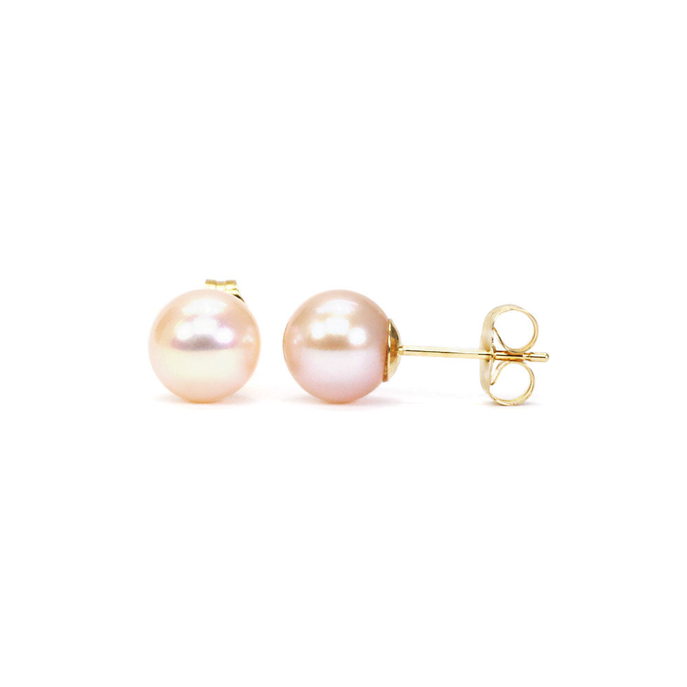 Rose Freshwater Pearl Stud Earrings, 7 x 7.5mm | LeCaine Gems