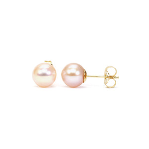 Rose Freshwater Pearl Stud Earrings, 7 x 7.5mm | LeCaine Gems