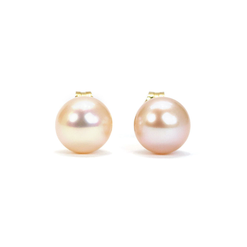 Rose Freshwater Pearl Stud Earrings, 7 x 7.5mm | LeCaine Gems