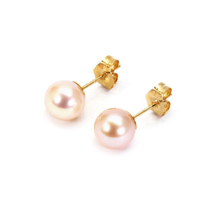 Rose Freshwater Pearl Stud Earrings, 7 x 7.5mm | LeCaine Gems