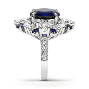 Royal Blue Sapphire Halo Ring RR-01 | Jewelry Rental - LeCaine Gems