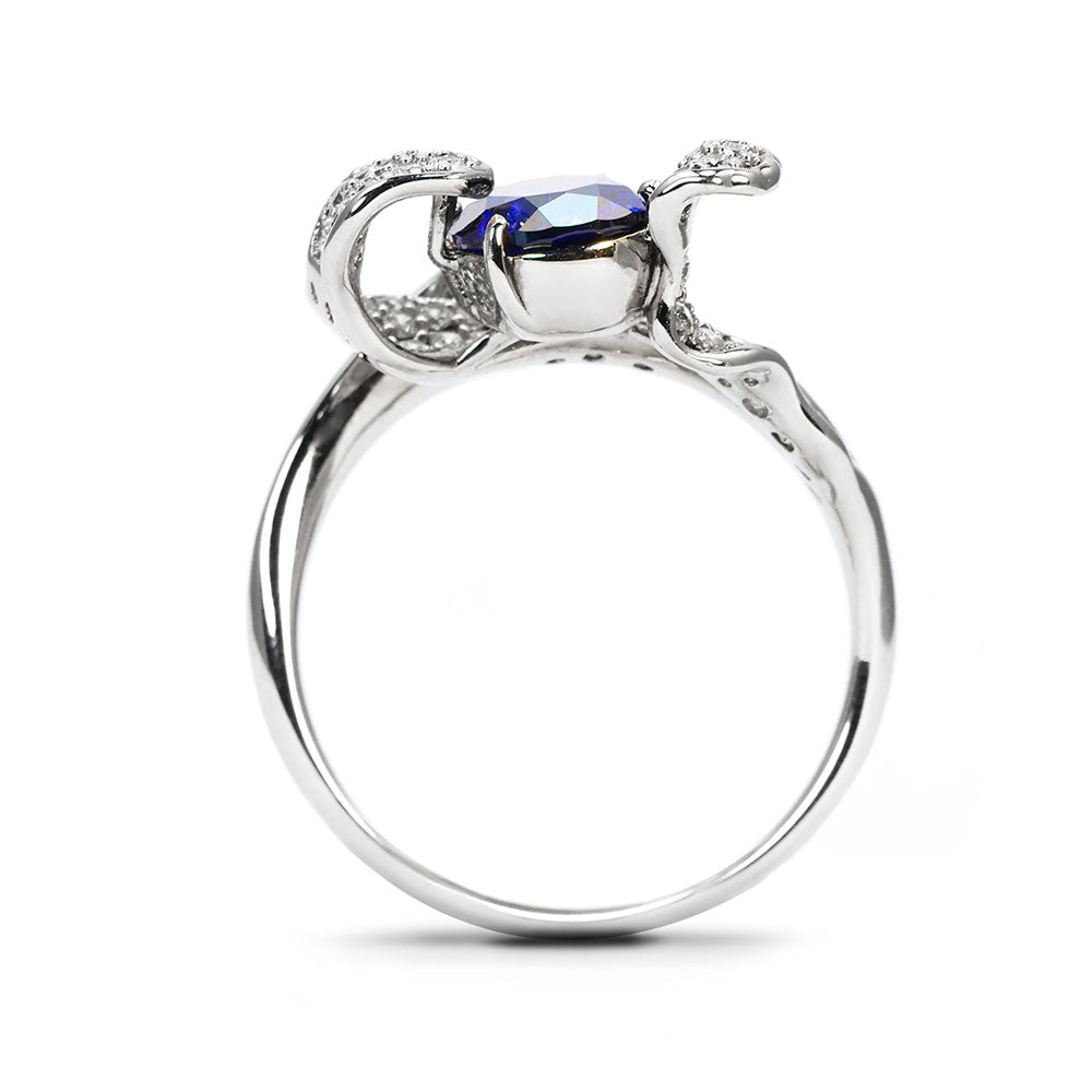 Royal Blue Sapphire Flower Ring RR-04 | Jewelry Rental - LeCaine Gems