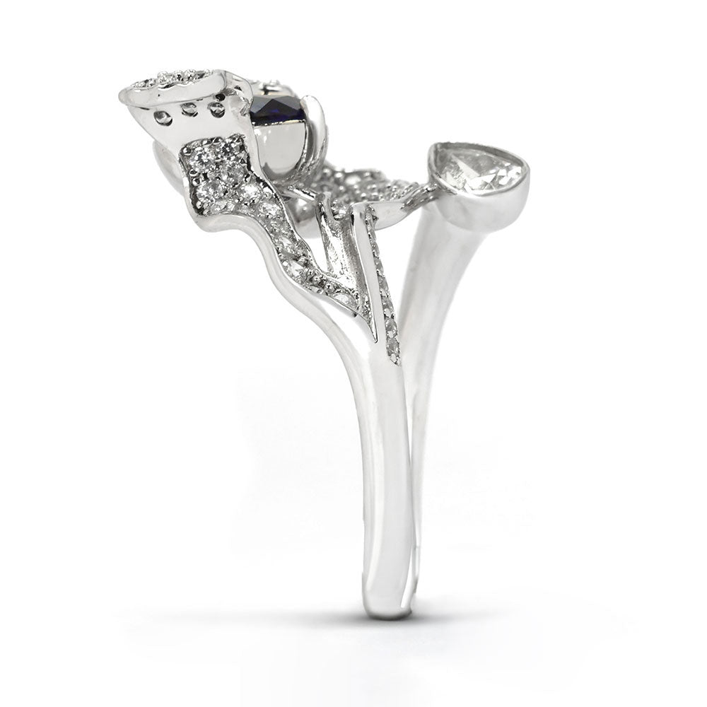 Royal Blue Sapphire Flower Ring RR-04 | Jewelry Rental - LeCaine Gems