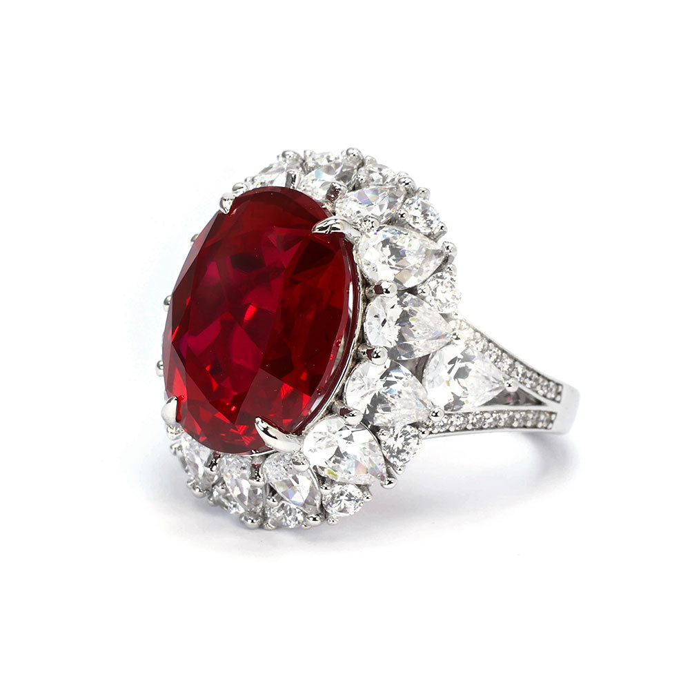 Ruby Halo Ring RR-08 | Jewelry Rental - LeCaine Gems