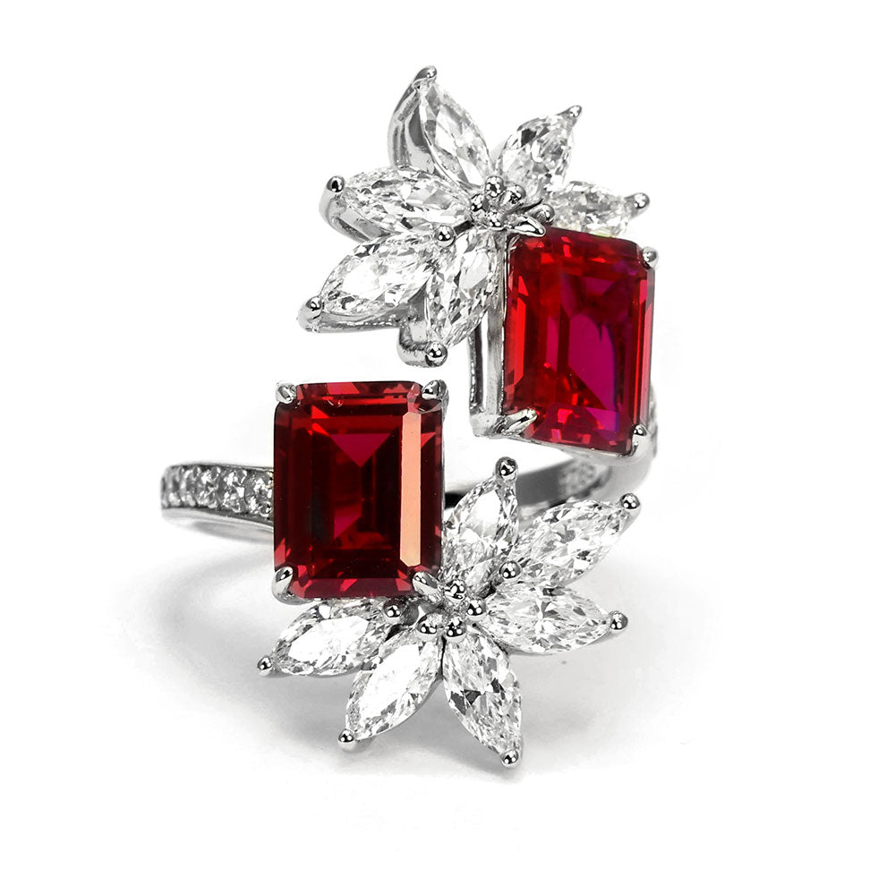 Ruby Flower Ring RR-06 | Jewelry Rental - LeCaine Gems