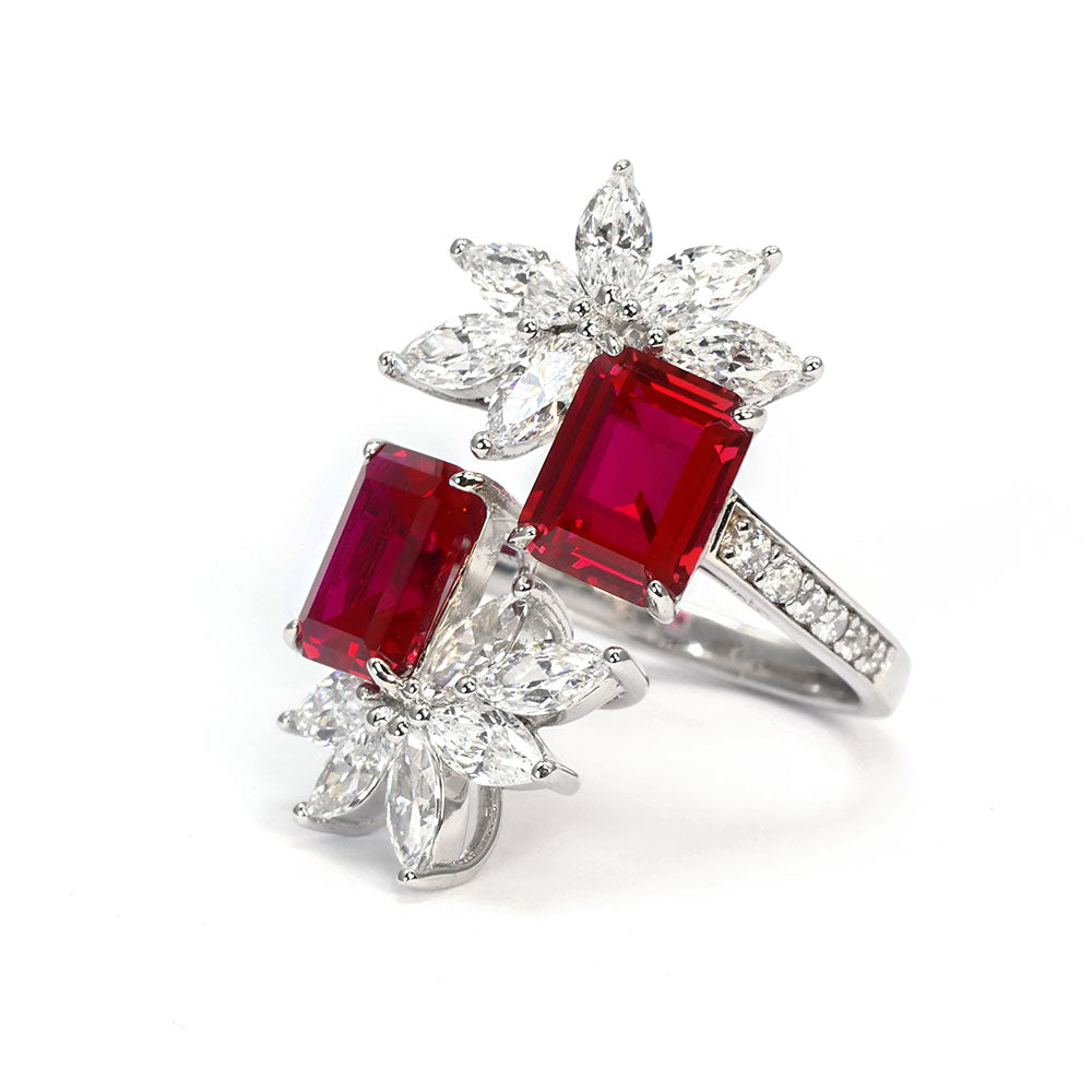 Ruby Flower Ring RR-06 | Jewelry Rental - LeCaine Gems