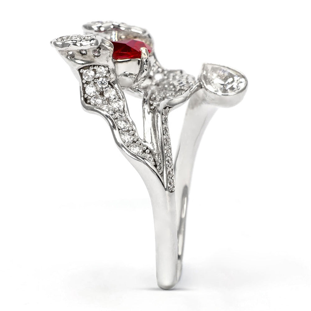 Ruby Flower Ring RR-10 | Jewelry Rental - LeCaine Gems