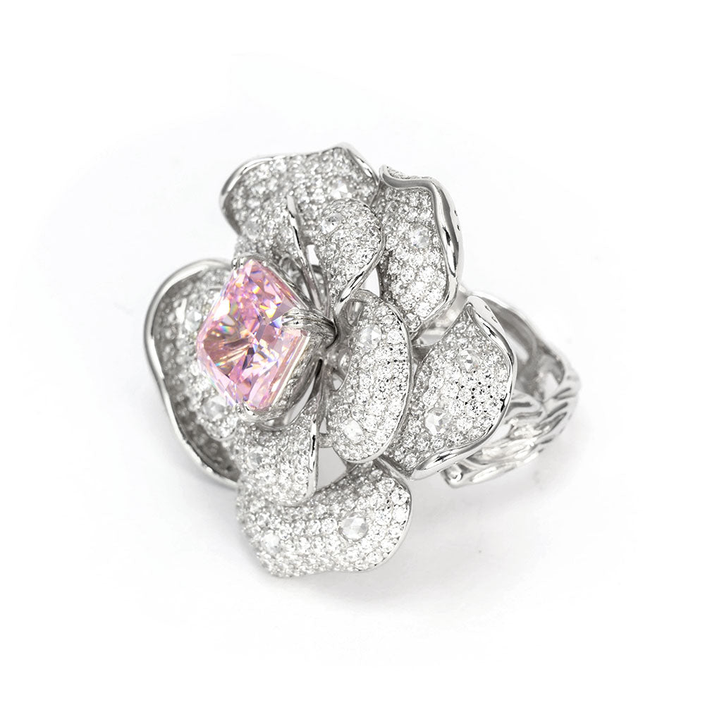 Pink Lab Grown Diamond Flower Ring RR-11 | Jewelry Rental - LeCaine Gems