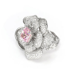 Pink Lab Grown Diamond Flower Ring RR-11 | Jewelry Rental - LeCaine Gems