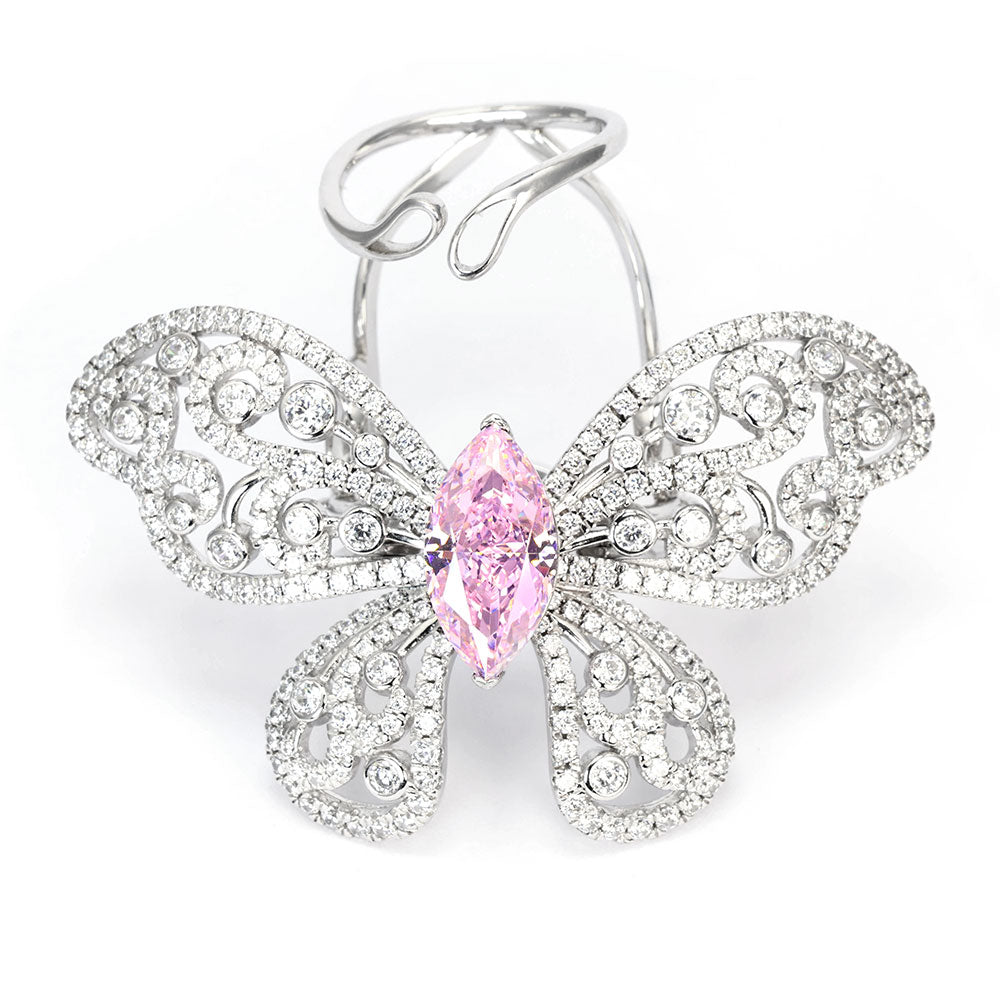 Pink Lab Grown Diamond Butterfly Ring RR-11 | Jewelry Rental - LeCaine Gems