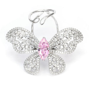 Pink Lab Grown Diamond Butterfly Ring RR-11 | Jewelry Rental - LeCaine Gems