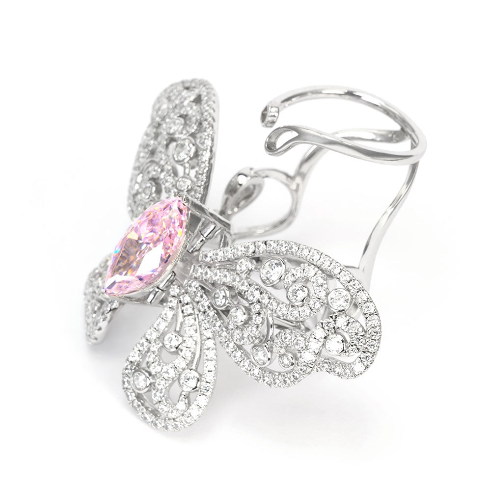 Pink Lab Grown Diamond Butterfly Ring RR-11 | Jewelry Rental - LeCaine Gems