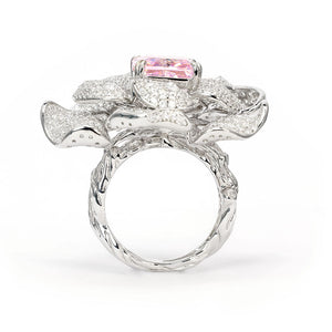 Pink Lab Grown Diamond Flower Ring RR-11 | Jewelry Rental - LeCaine Gems