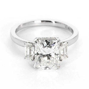 Adalina Radiant Cut 3 Stone Moissanite Ring in 18K Gold - LeCaine Gems