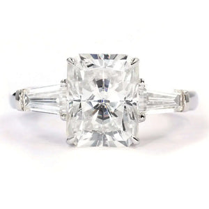 Adriana Radiant Cut 3 Stone Moissanite Ring - LeCaine Gems