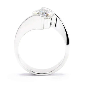 Aespa Round Moissanite Tension-Set Solitaire with Bypass Band Ring in 18K gold - LeCaine Gems