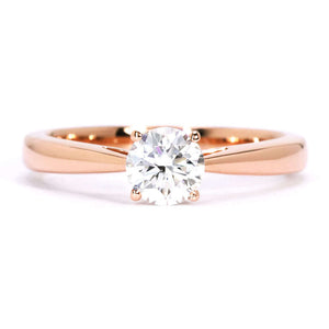 Alicia Round Moissanite Solitaire in Cathedral Setting Ring in 18K gold - LeCaine Gems