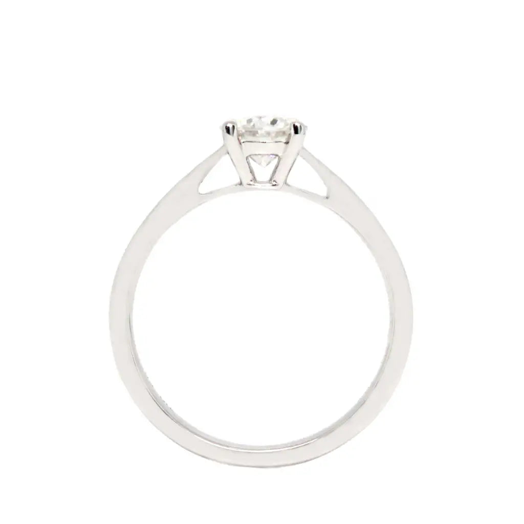 Alicia Round Moissanite Solitaire in Cathedral Setting Ring in 18K gold - LeCaine Gems