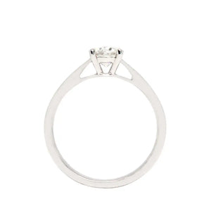 Alicia Round Moissanite Solitaire in Cathedral Setting Ring in 18K gold - LeCaine Gems