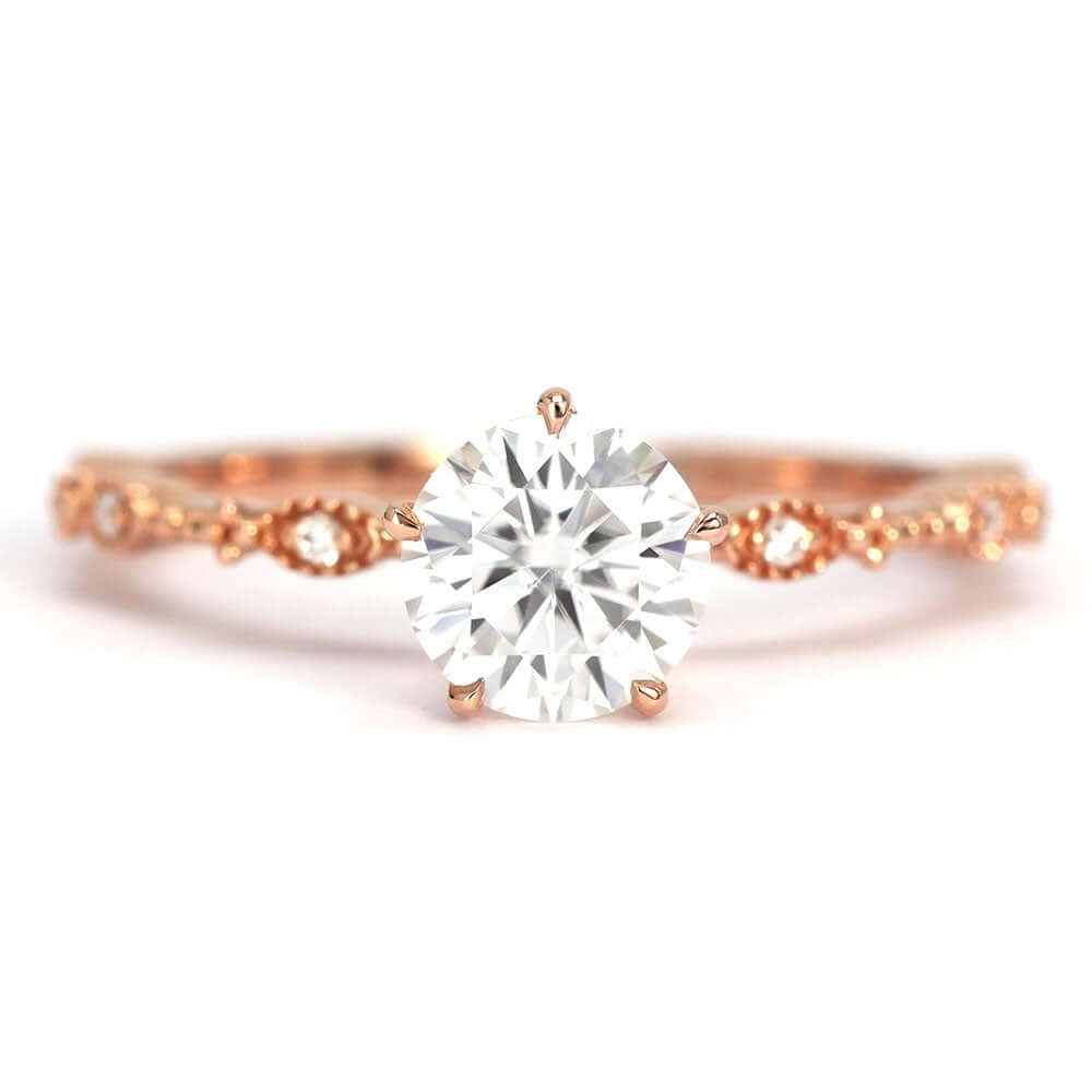 Andie Round Moissanite Ring in 18K gold - LeCaine Gems