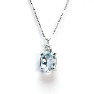 Aquamarine & Diamond Necklace 18K White Gold - necklace