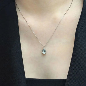Aquamarine & Diamond Necklace 18K White Gold - necklace