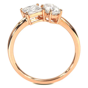 Ari Princess and Oval Moissanite Ring in 18K Gold - LeCaine Gems