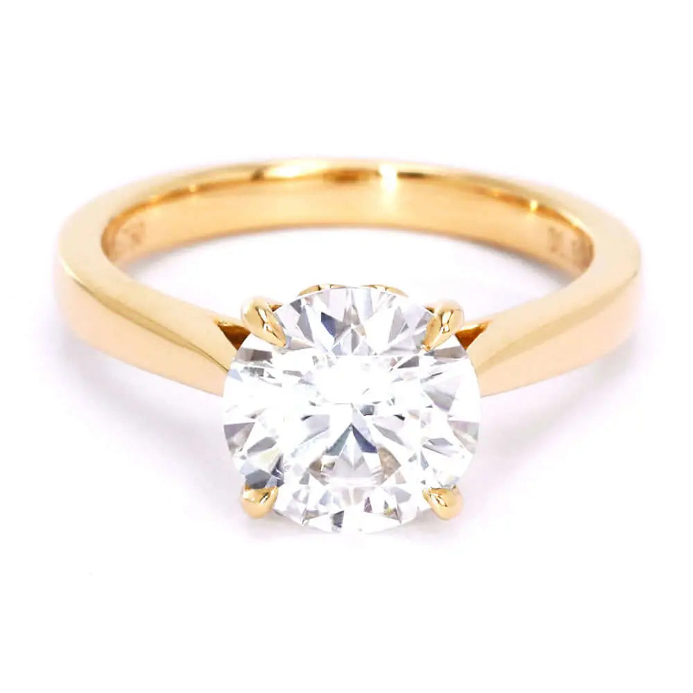 Aroha Moissanite Solitaire 18K Gold Ring - LeCaine Gems