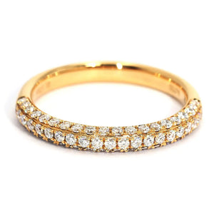 Edwina Round Moissanite Micro Pave Wedding Ring in 18K Yellow Gold