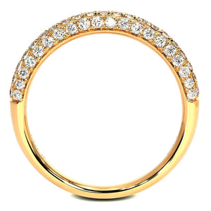 Edwina Round Moissanite Micro Pave Wedding Ring in 18K Yellow Gold