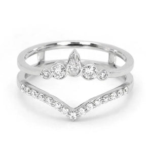 Halo Jacket Moissanite Half Eternity Wedding Ring in 18K White Gold
