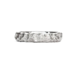 Hammered Matte Ring in 18K White Gold