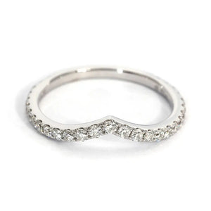 Ivette Moissanite V Shaped Wedding Ring in 18K White Gold