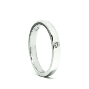 Kikoro Round Wedding Ring with Moissanite in 18K White Gold